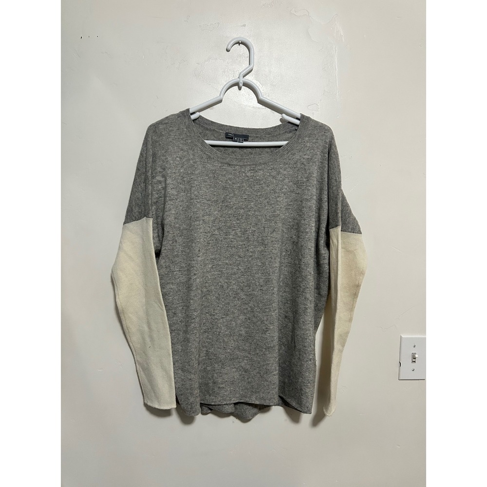 Vince Colorblock Wool‎ Cashmere Sweater Women Size M Grey Cream Crewneck